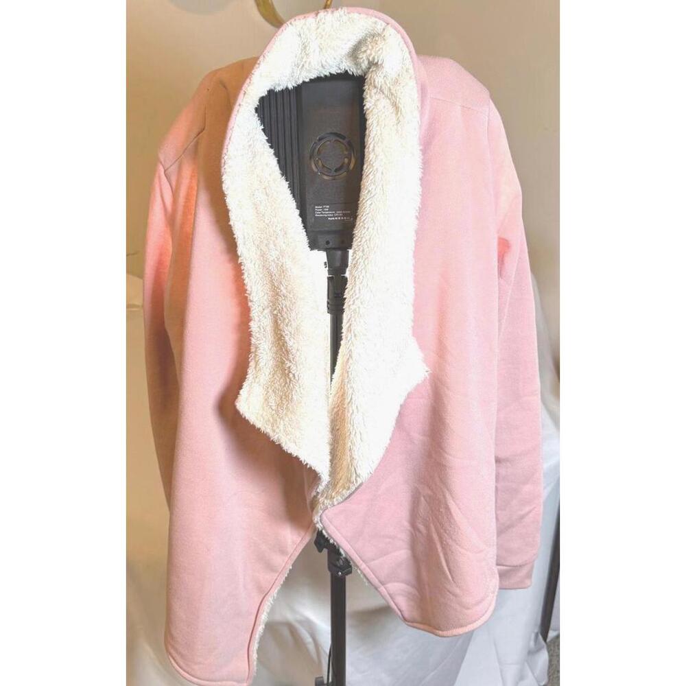 Angelina Women's Pink Sherpa-Lined Wrap Around Jacket Size s